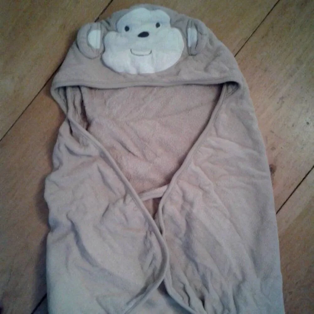 Carter's Baby Bath Towel with Hood, Tan, Monkey Design, Unisex Gender Neutral